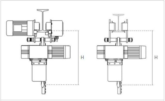 Delta DEH2 Elektrisk kättingtelfer med elbalkvagn - EWL 3mtr WLL: 125 Kg, 400V, 8/2m/min