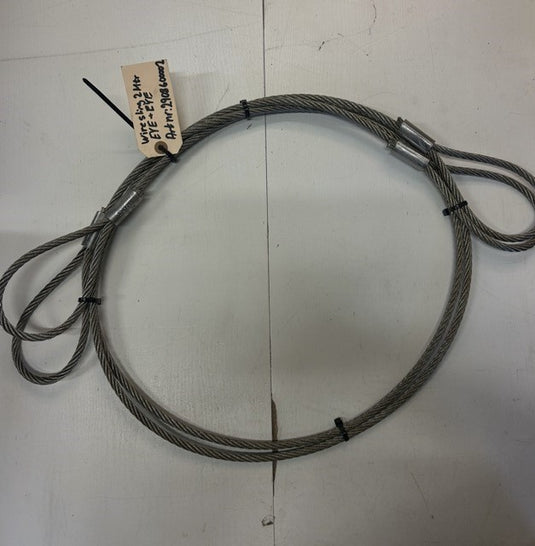 53) Fyns Kran Udstyr Vajerstrop 8mm RHOL 2xkaus WLL: 0:9T EWL 2mtr Visn.ex. NU: 800:-st