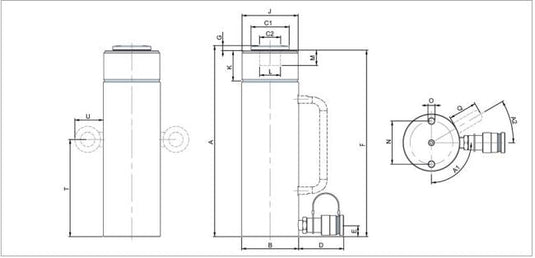 Holmatro HGC 35 S Hydraulisk Domkraft WLL 35T Cylinder slaglängd: 200mm
