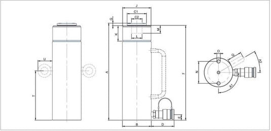 Holmatro HGC 15 S Hydraulisk Domkraft WLL 15T Cylinder slaglängd: 100mm
