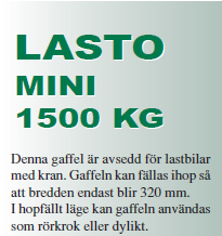 LASTO Mini Pallgaffel hopfällbar - WLL: 1500 kg