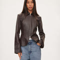 oval square Deep Leather Blazer | Rezet Store