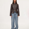 oval square Deep Leather Blazer | Rezet Store