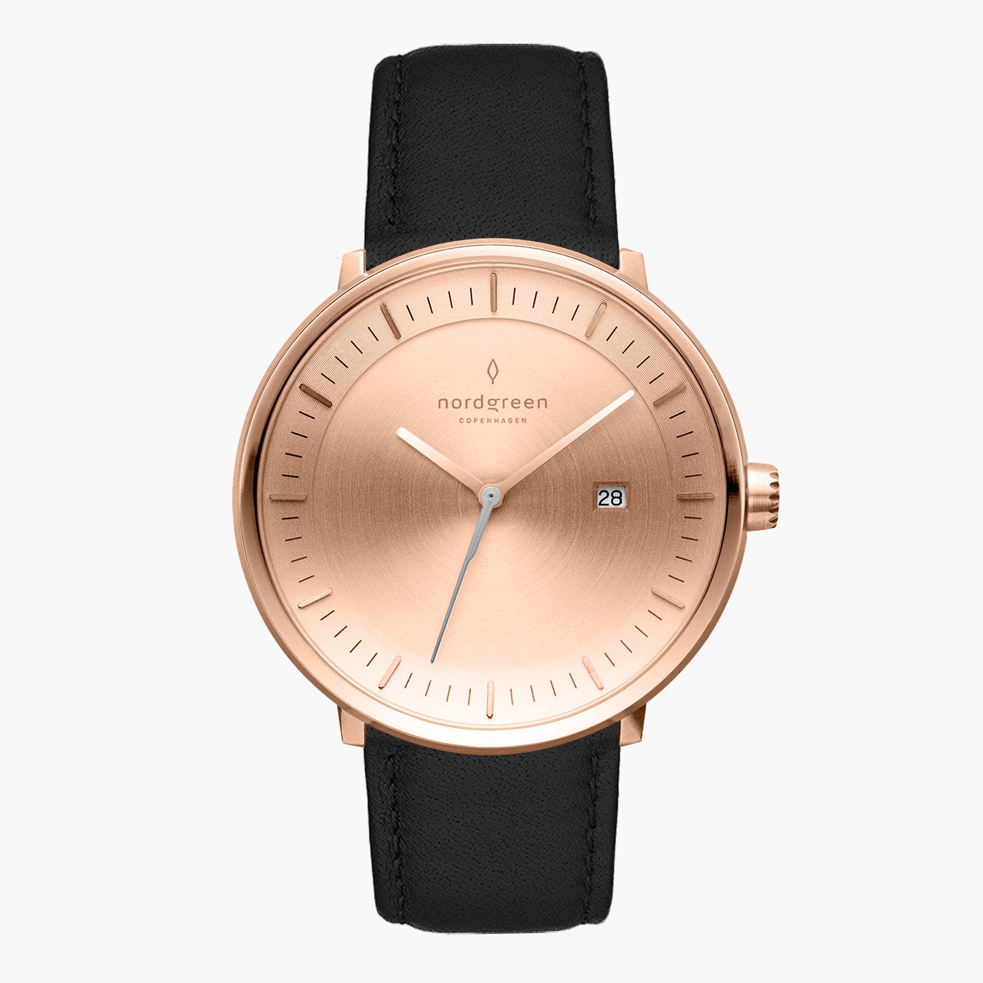 Scandinavian Philosopher 36mm Rose Gold Black Leather Nordgreen