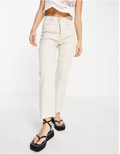 NA-KD cotton straight leg jean in light ecru - IVORY