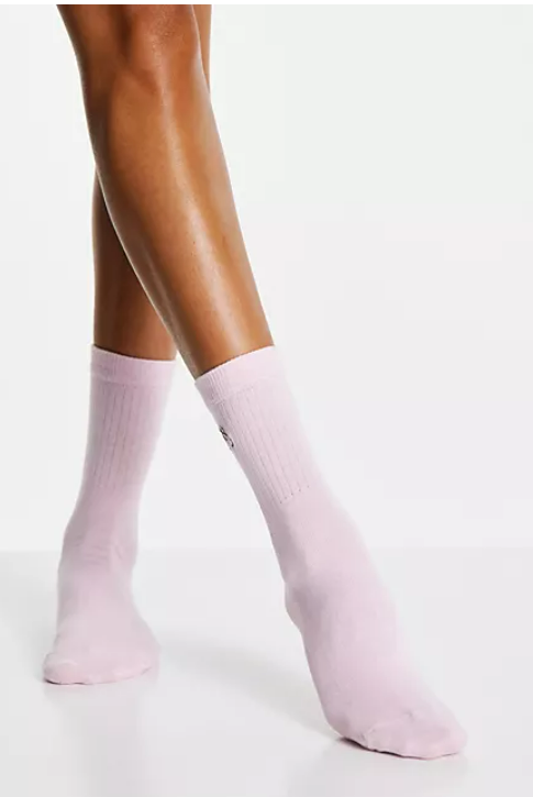Skinnydip socks in pink with embroidered mushroom