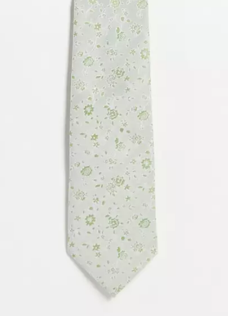 ASOS DESIGN slim tie in pale green ditsy floral