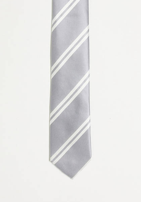 River Island stripe tie in grey