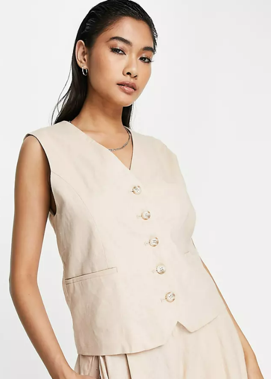 Topshop waistcoat suit co-ord in pale pink