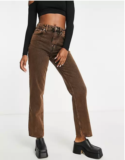 Topshop Dad overdye jean in brown