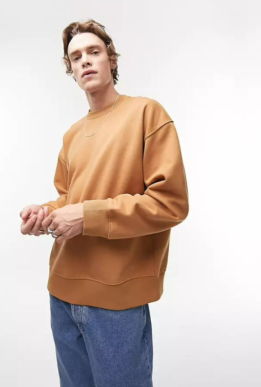 Topman oversized sweatshirt in brown
