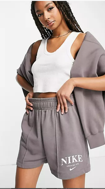 Nike Essential retro fleece co ord in cave stone grey