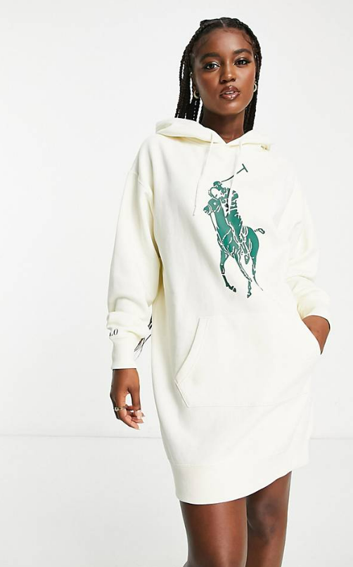 Polo Ralph Lauren x ASOS exclusive collab lightweight hoodie dress in cream