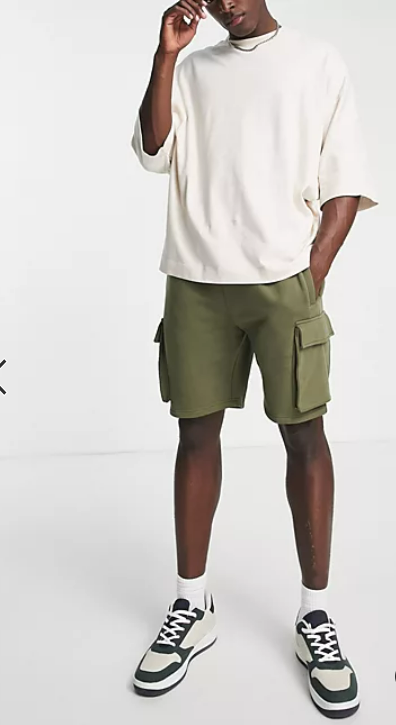 Topman cargo shorts in khaki