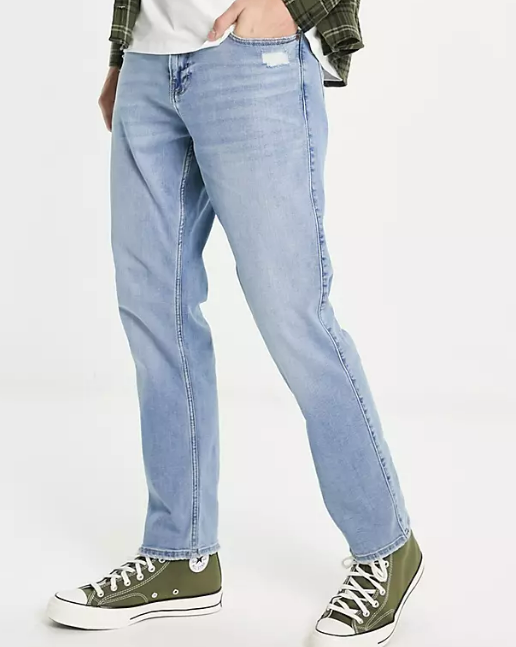 Hollister distress repair vintage slim fit jeans in mid wash