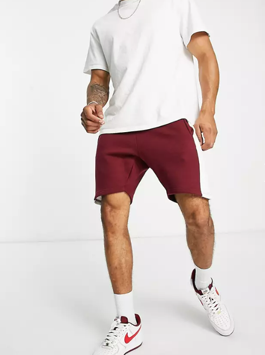 Le Breve panel jersey shorts in burgundy