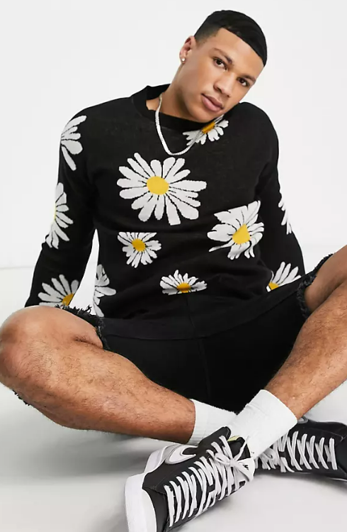 Jack & Jones Originals knitted jumper with daisy pattern