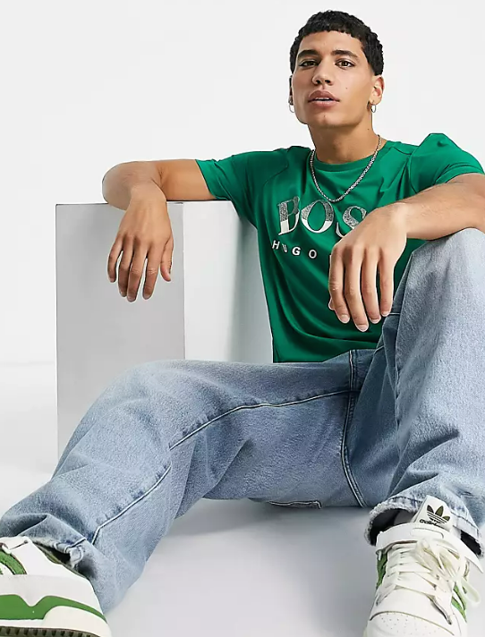 BOSS Athleisure Tee 1 large logo t-shirt in green