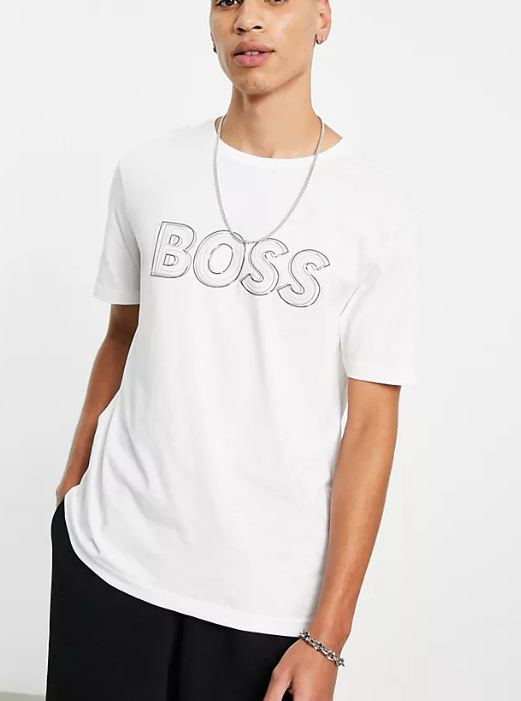 Boss tee bold logo t-shirt in white