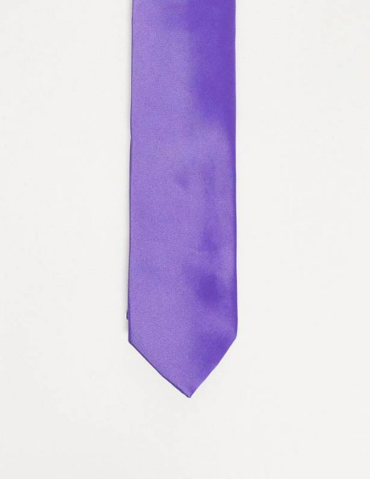 ASOS DESIGN slim tie in purple high shine