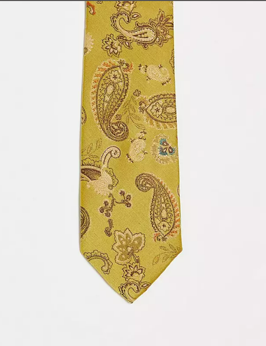 ASOS DESIGN slim tie in 90s gold paisley