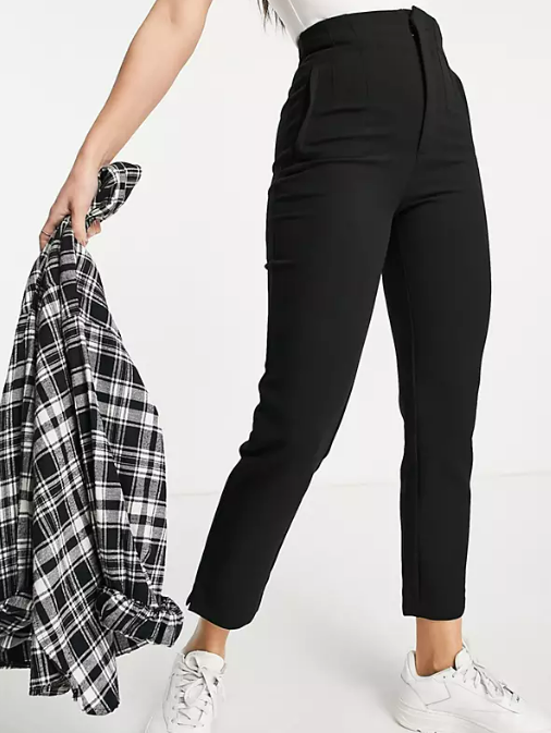 Stradivarius Tall slim tailored trousers in black