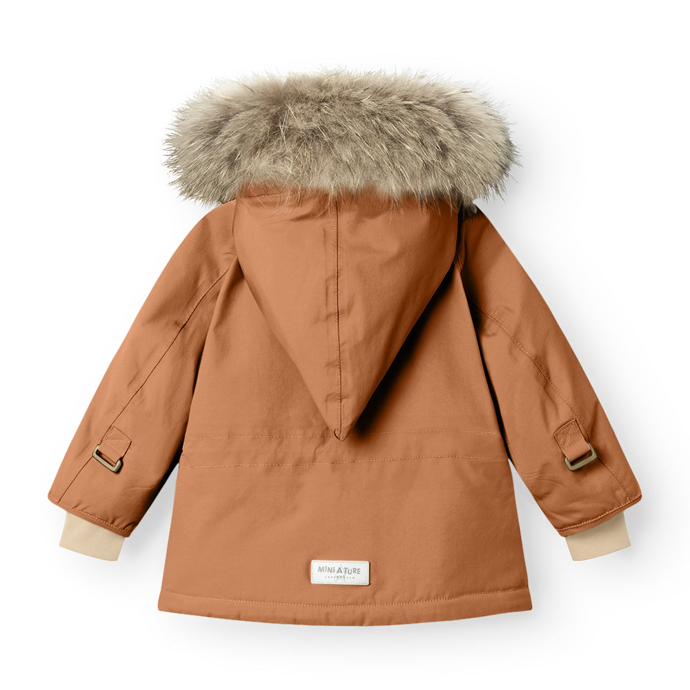 MATWANG Winterjacke mit Fleecefutter und Fellbesatz. GRS