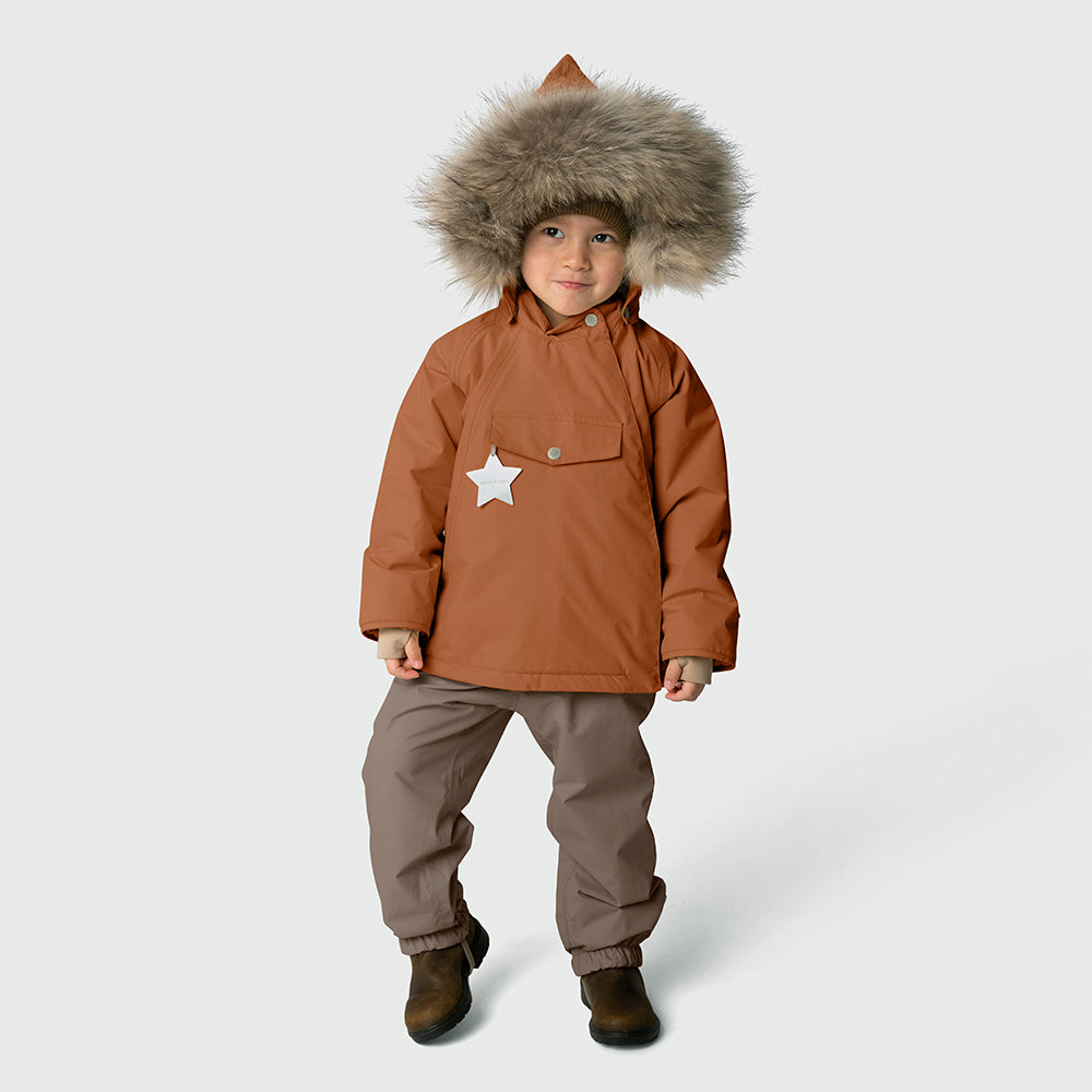 MATWANG Winterjacke mit Fleecefutter und Fellbesatz. GRS