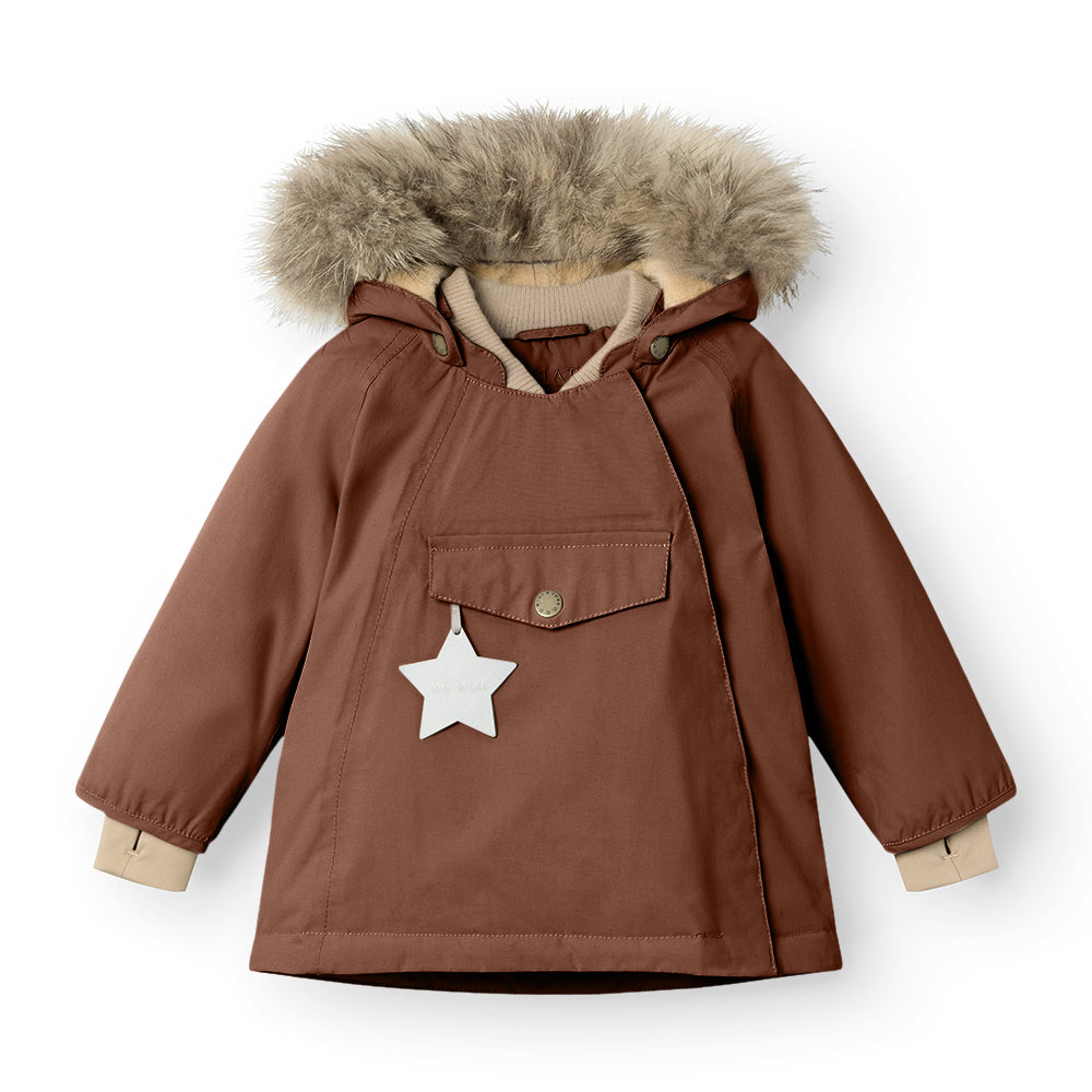 MATWANG Winterjacke mit Fleecefutter und Fellbesatz. GRS