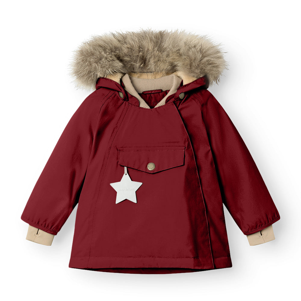 MATWANG Winterjacke mit Fleecefutter und Fellbesatz. GRS