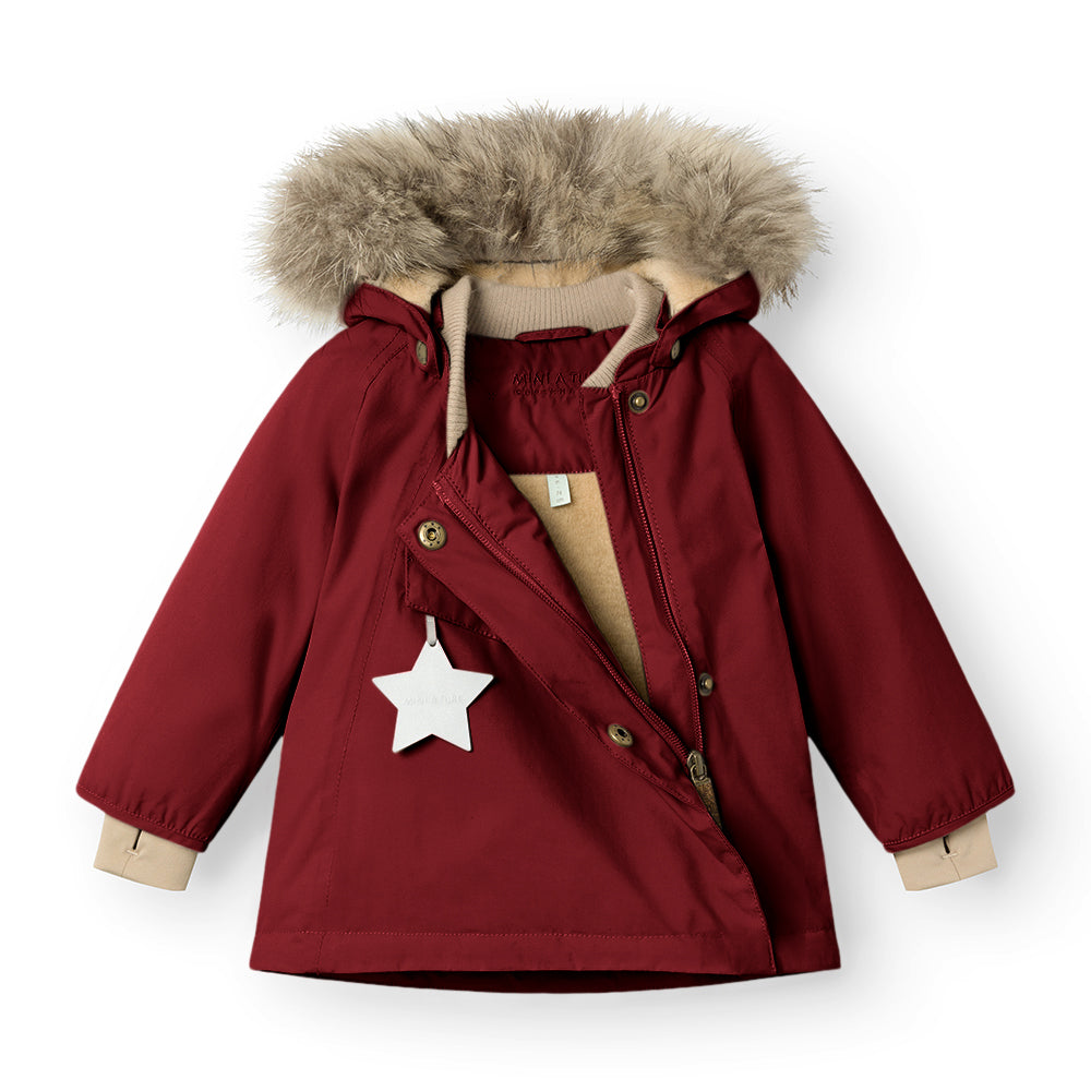 MATWANG Winterjacke mit Fleecefutter und Fellbesatz. GRS
