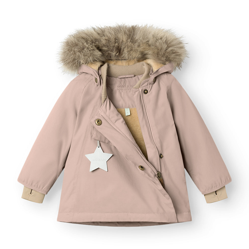 MATWANG Winterjacke mit Fleecefutter und Fellbesatz. GRS