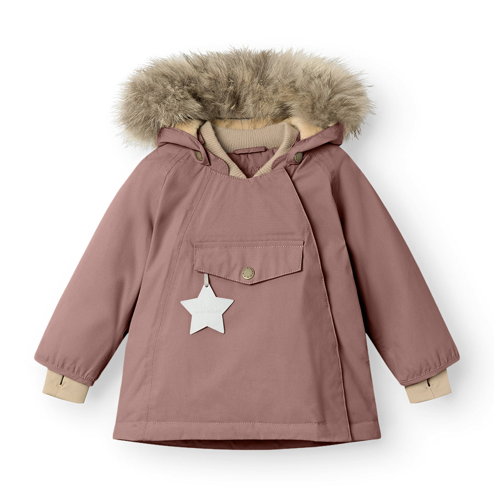 MATWANG Winterjacke mit Fleecefutter und Fellbesatz. GRS