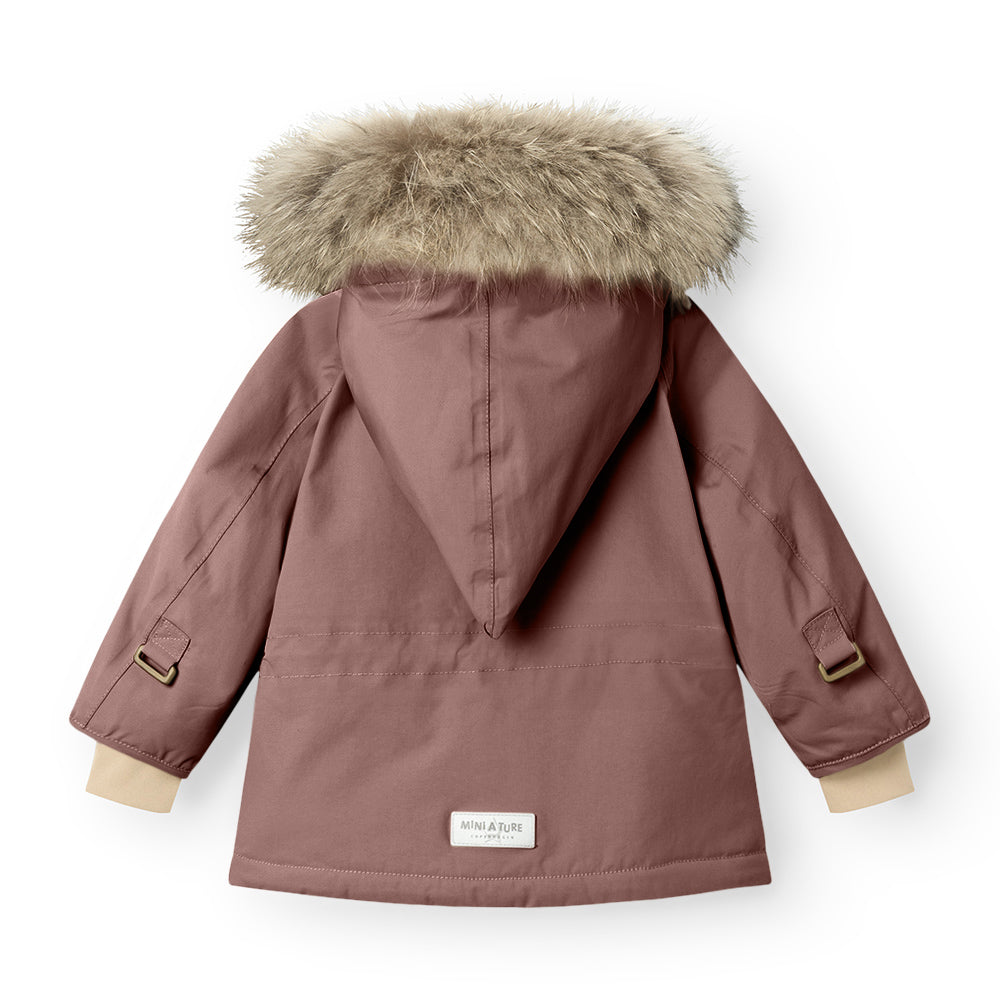 MATWANG Winterjacke mit Fleecefutter und Fellbesatz. GRS