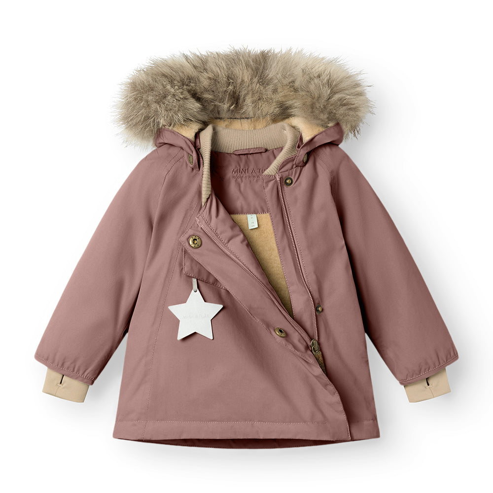 MATWANG Winterjacke mit Fleecefutter und Fellbesatz. GRS
