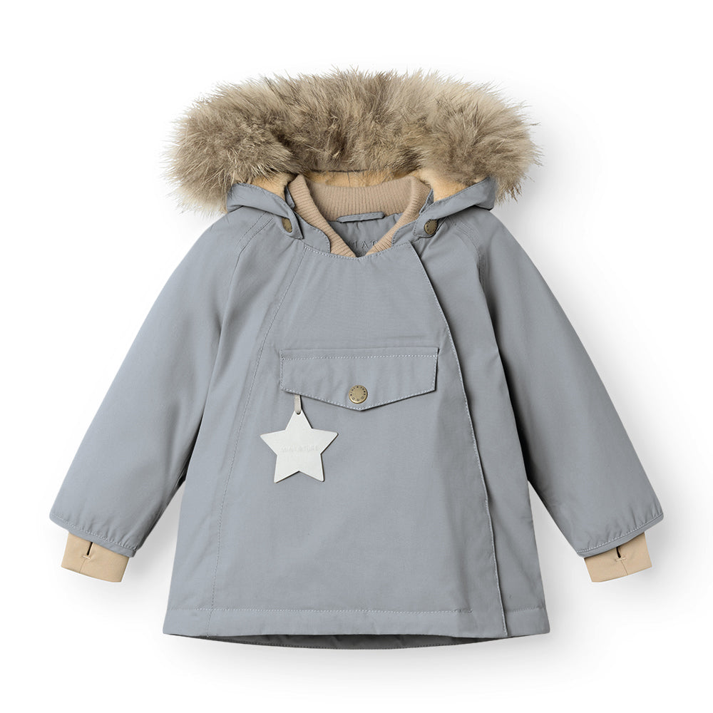 MATWANG Winterjacke mit Fleecefutter und Fellbesatz. GRS