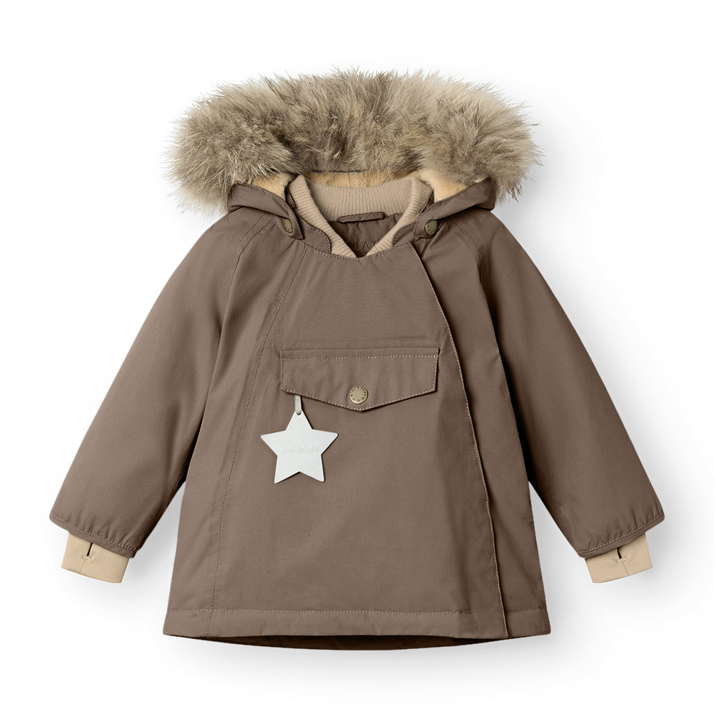 MATWANG Winterjacke mit Fleecefutter und Fellbesatz. GRS