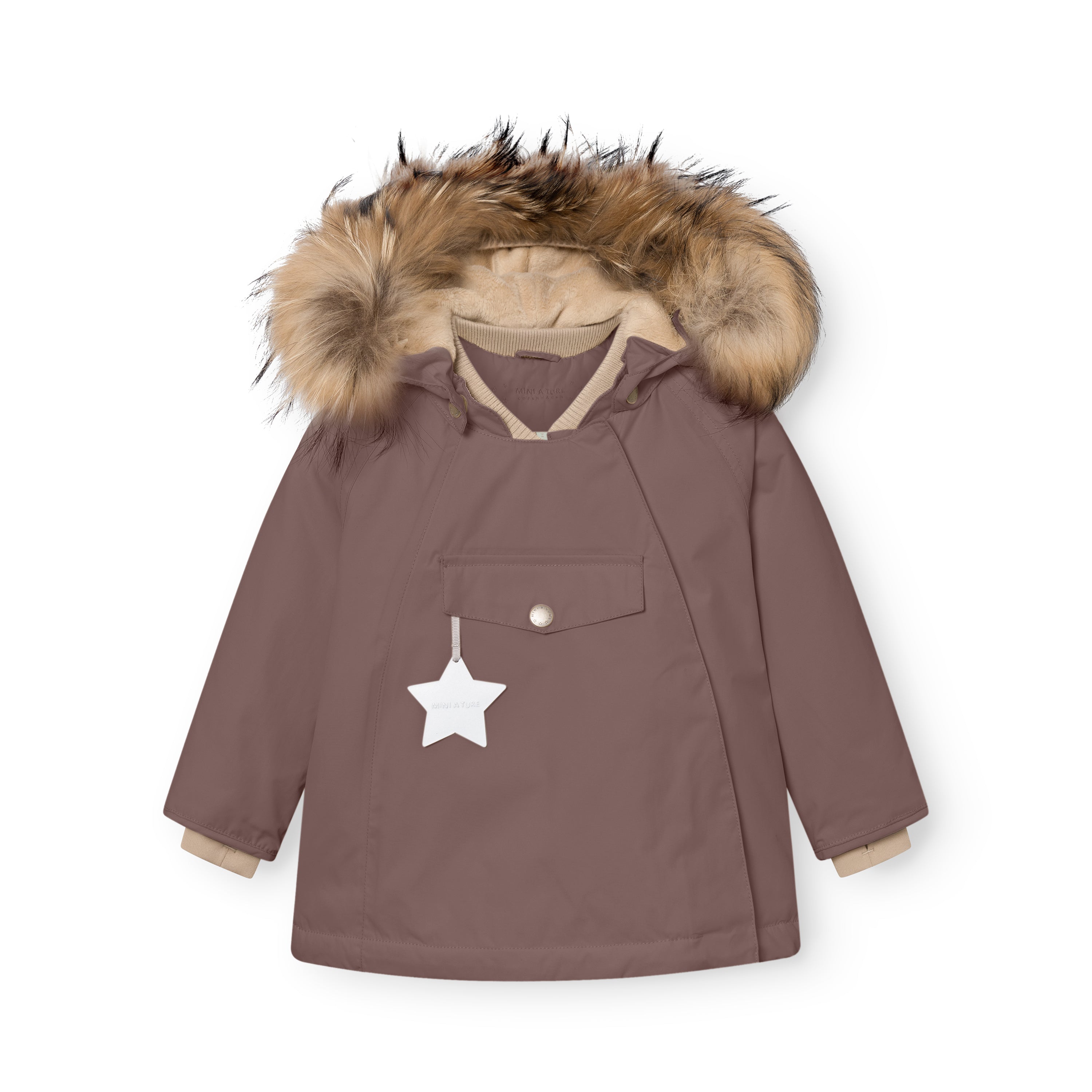 MATWANG Winterjacke mit Fleecefutter und Fell. GRS