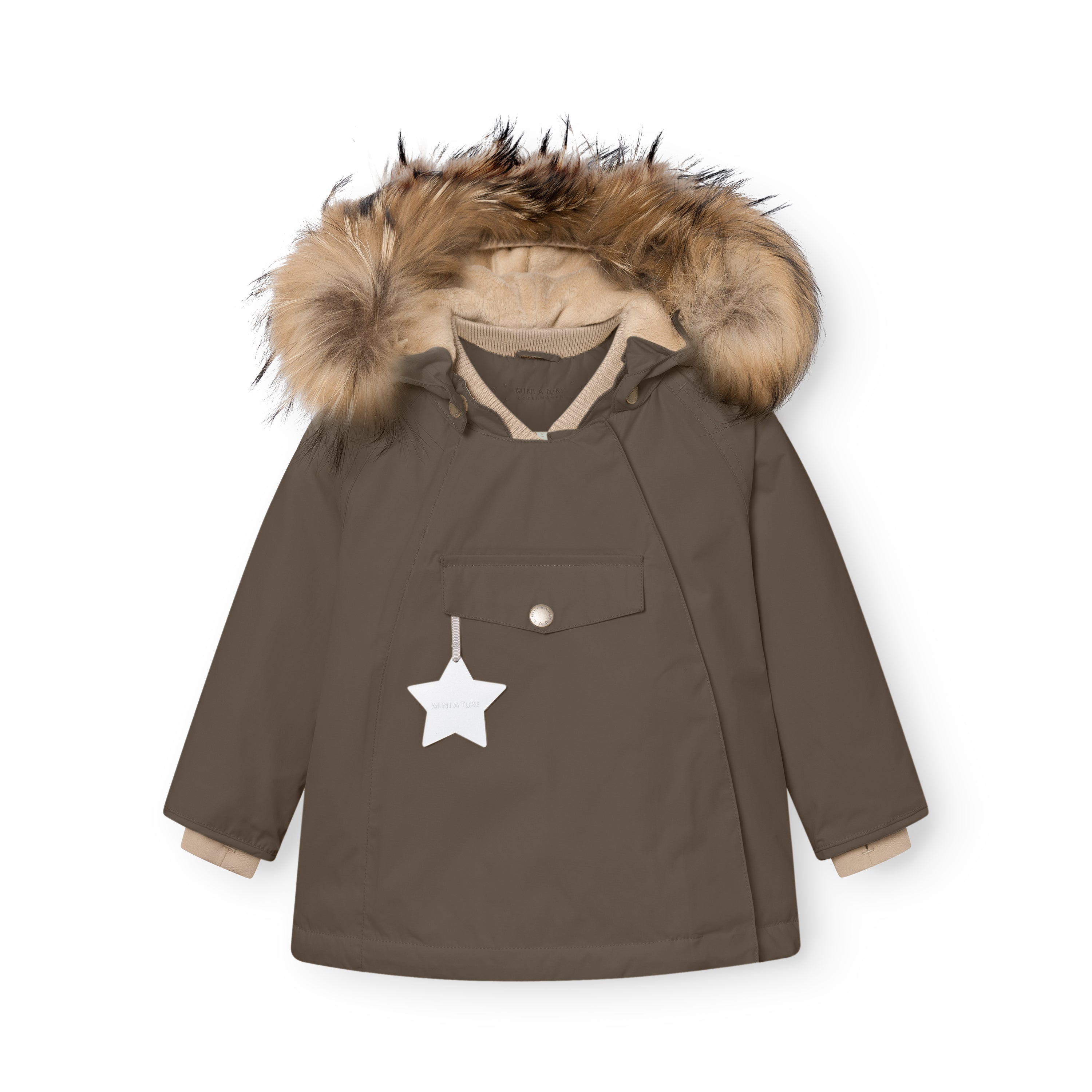 MATWANG Winterjacke mit Fleecefutter und Fell. GRS