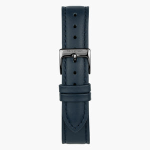 Navy Blue Leather Watch Strap - Gun Metal - 40mm/42mm