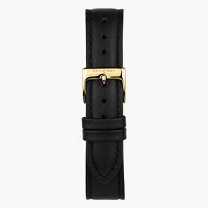 Black Leather Watch Strap - Gold - 28mm