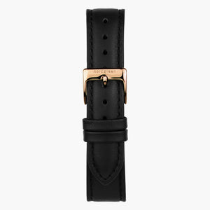 Black Leather Watch Strap - Rose Gold - 36mm