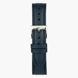 Navy Blue Leather Watch Strap - Silver - 40mm/42mm