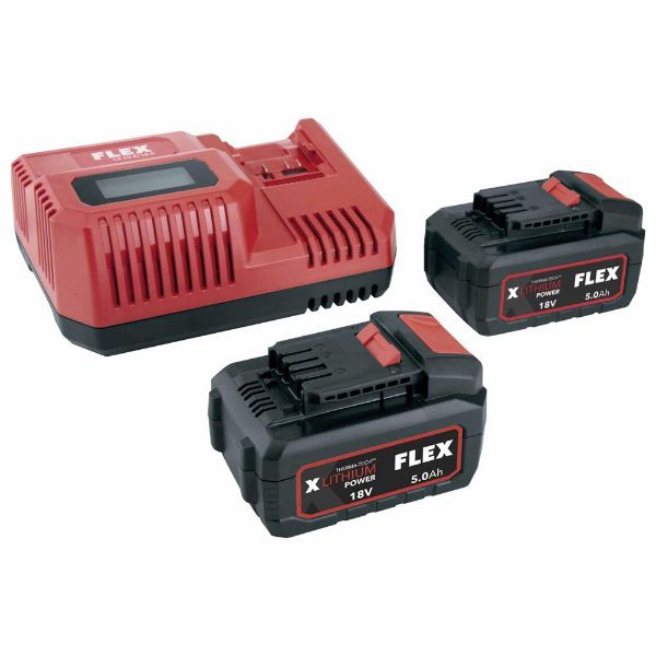 FLEX akku P-sæt 55 R / 2 x 5,0 Ah batteri + lader