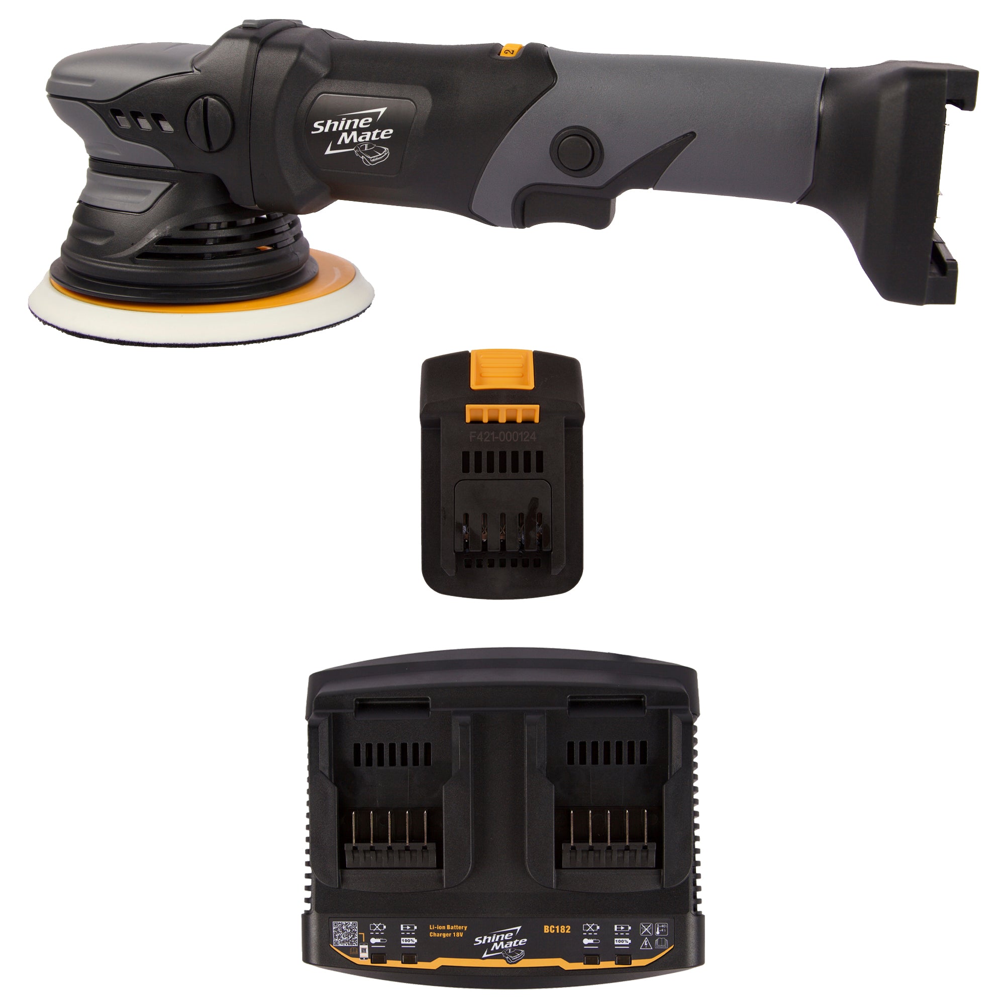 Shinemate EB351-6/21 Batteri Dual Action Polermaskine med 21mm udsving