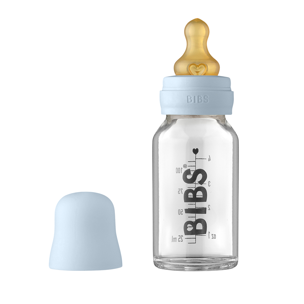 BIBS Baby Glass Bottle Set 110ml Baby Blue