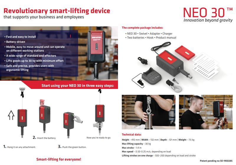 Ladda bild i galleriet, BINAR NEO 30 Självbalanserande Lintelfer Batteridriven -  WLL 0.3T
