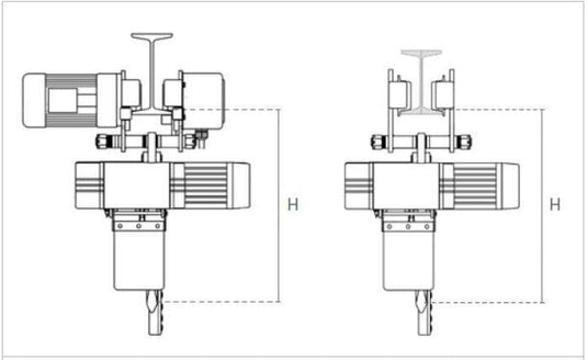 Delta DEH2 Elektrisk kättingtelfer med elbalkvagn - EWL 3mtr WLL: 500 Kg, 400V, 8/2m/min