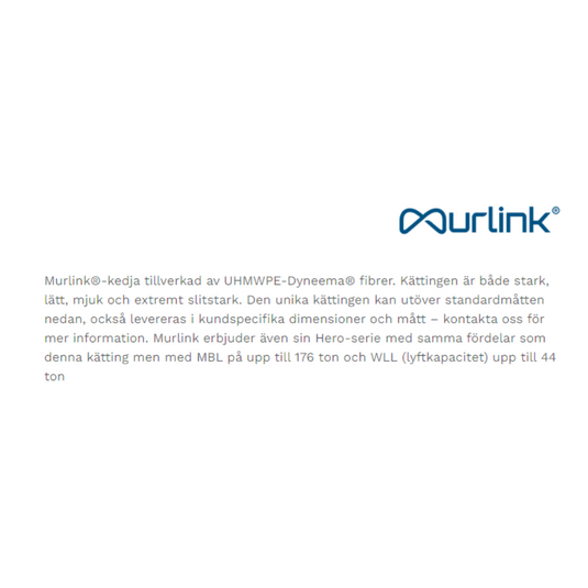 Murlink® Fiberkätting Dyneema WLL: 10,5T