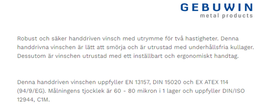 Gebuwin® Manuell Vinsch typ WW  - 5000kg